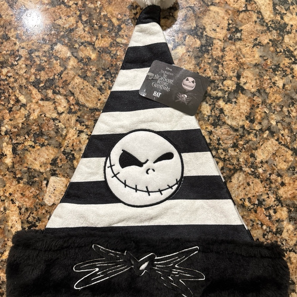 Disney Black and White Striped Santa Hat